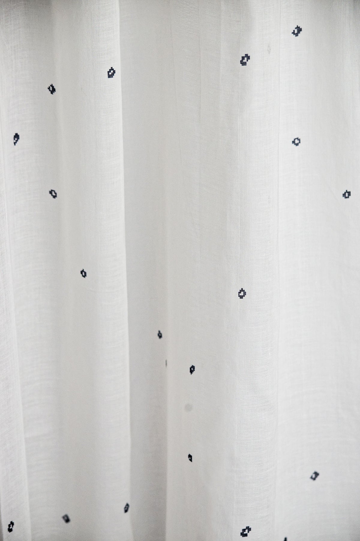 Dotted Grid Printed Cotton Curtain Set of 2