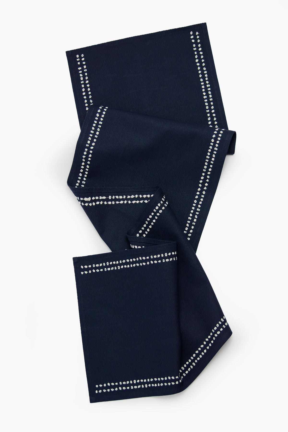 Dotted Stripe Embroidered Cotton Runner