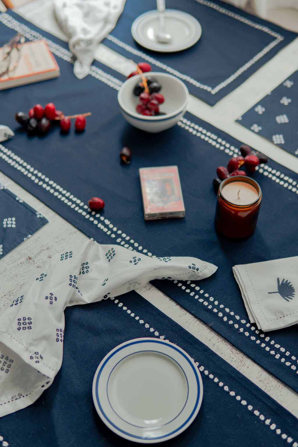 Dotted Grid Printed Cotton Napkin Set of 4