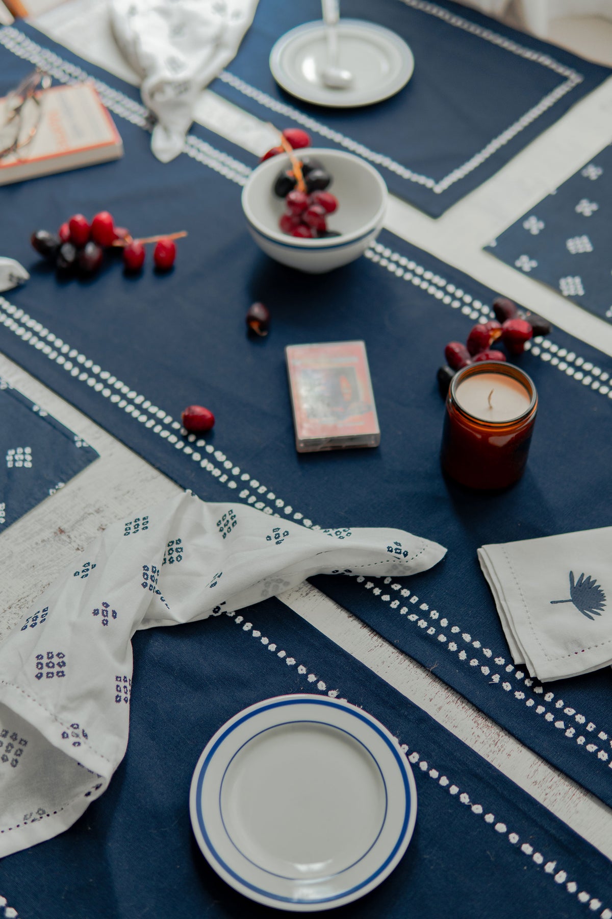 Dotted Grid Printed Cotton Napkin Set of 4