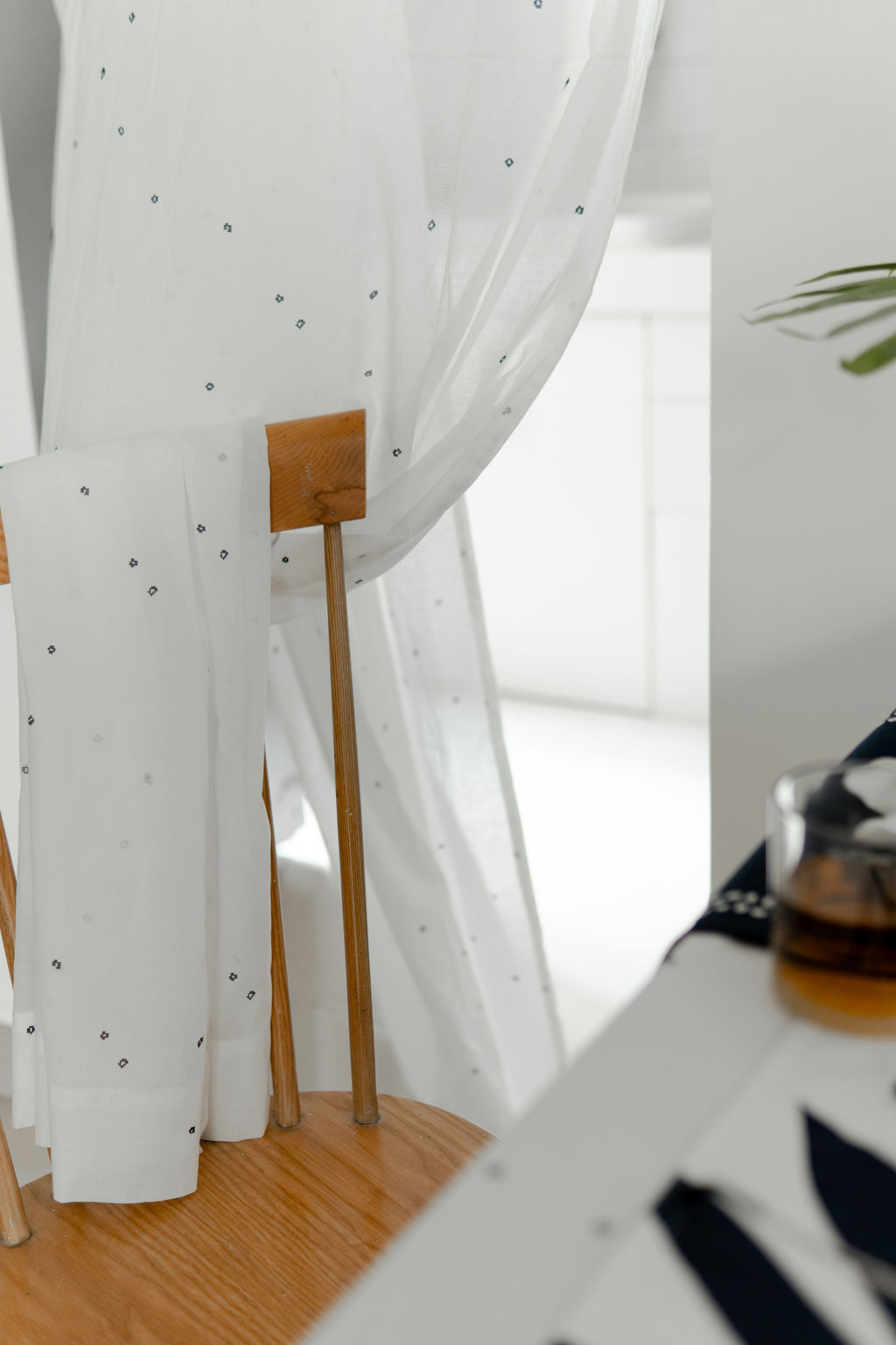 Dotted Grid Printed Cotton Curtain Set of 2