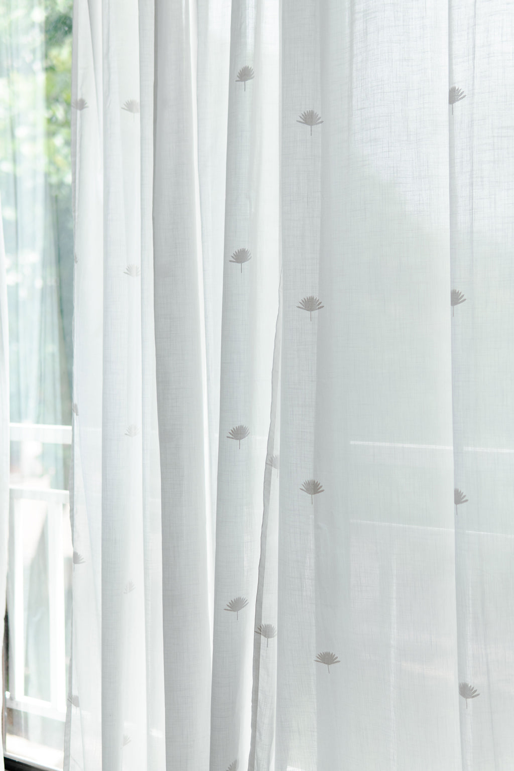 Palm Printed Cotton Curtain Set of 2