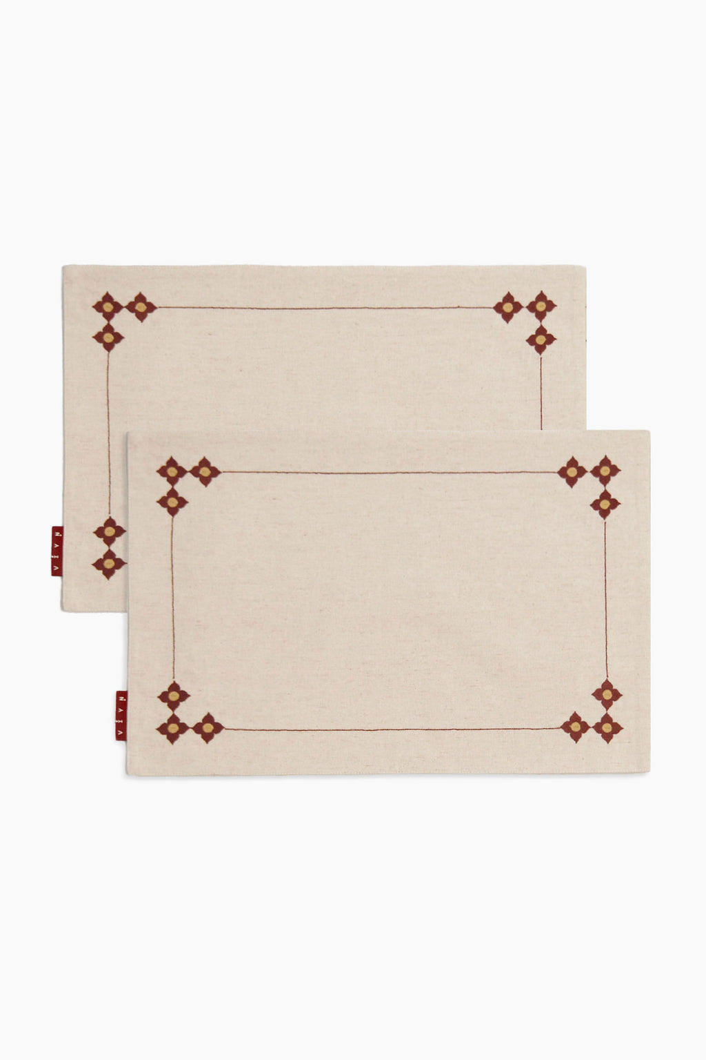 Athangudi Embroidered Cotton-Jute Table Mat Set of 4