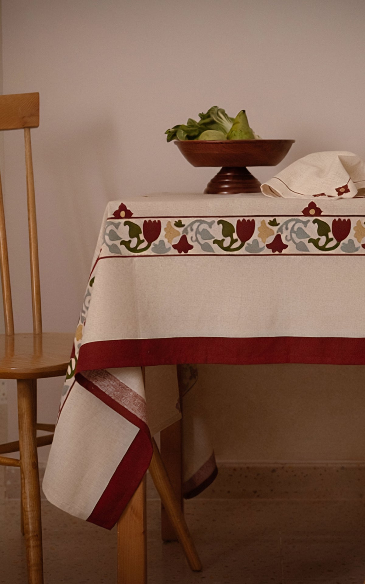 Athangudi Border Printed Cotton-Jute Table Cloth