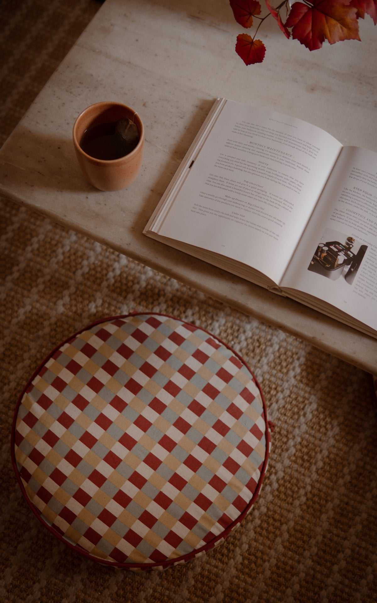 Athangudi Check Printed Round Chairpad Set of 2