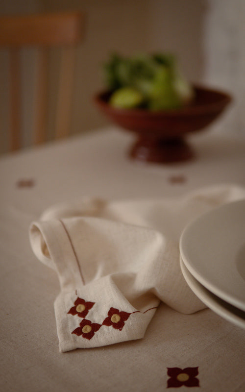 Athangudi Embroidered Cotton Linen Napkin Set of 4