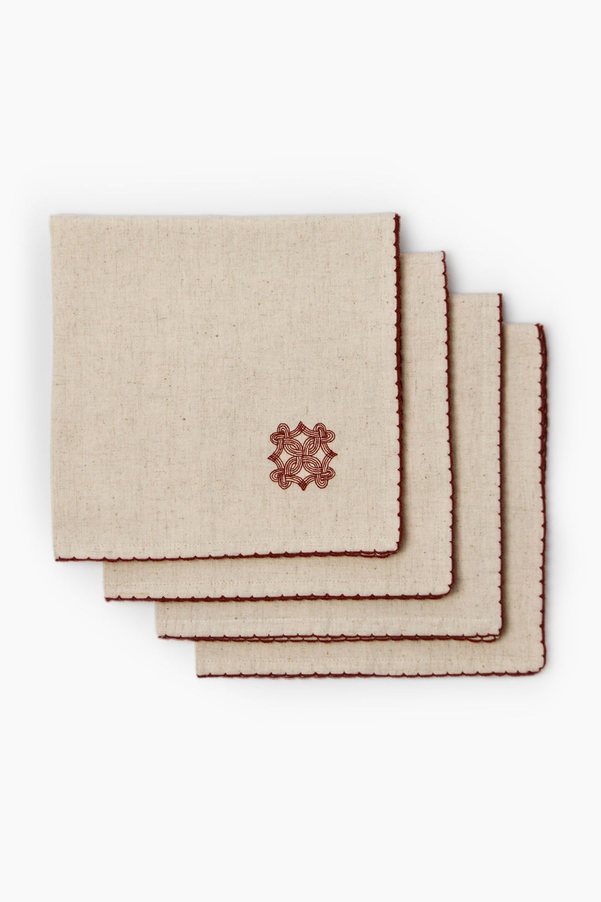 Quiet Kolam Embroidered Cotton linen Napkin Set of 4