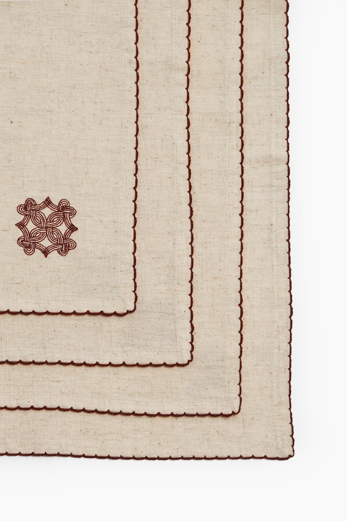 Quiet Kolam Embroidered Cotton linen Napkin Set of 4