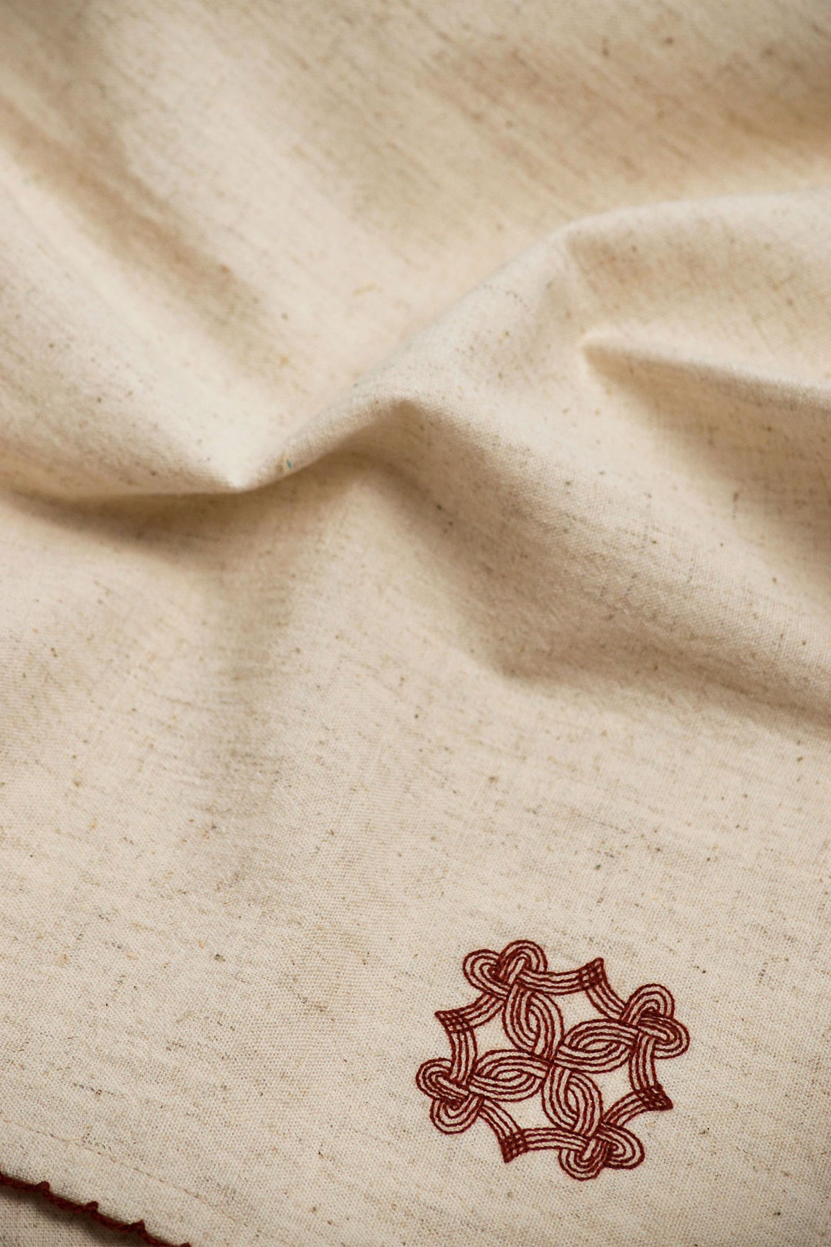 Quiet Kolam Embroidered Cotton linen Napkin Set of 4
