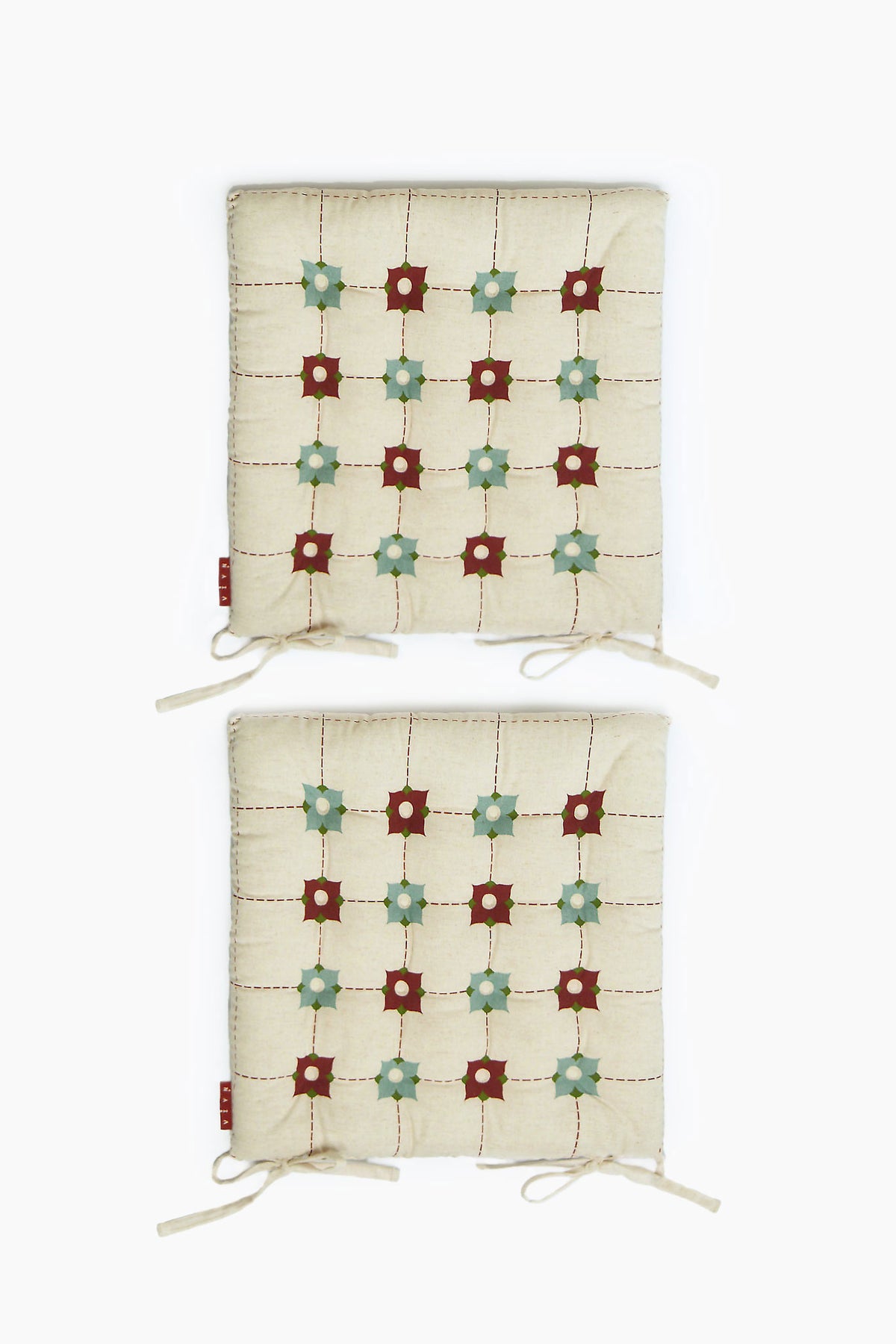 Athangudi Trellis Printed Chairpad Set of 2