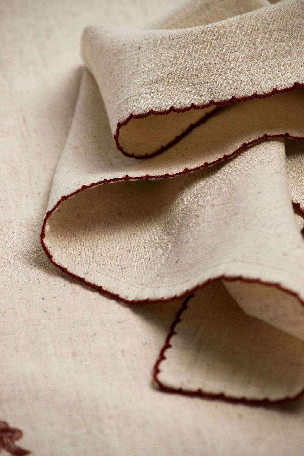 Quiet Kolam Embroidered Cotton linen Napkin Set of 4