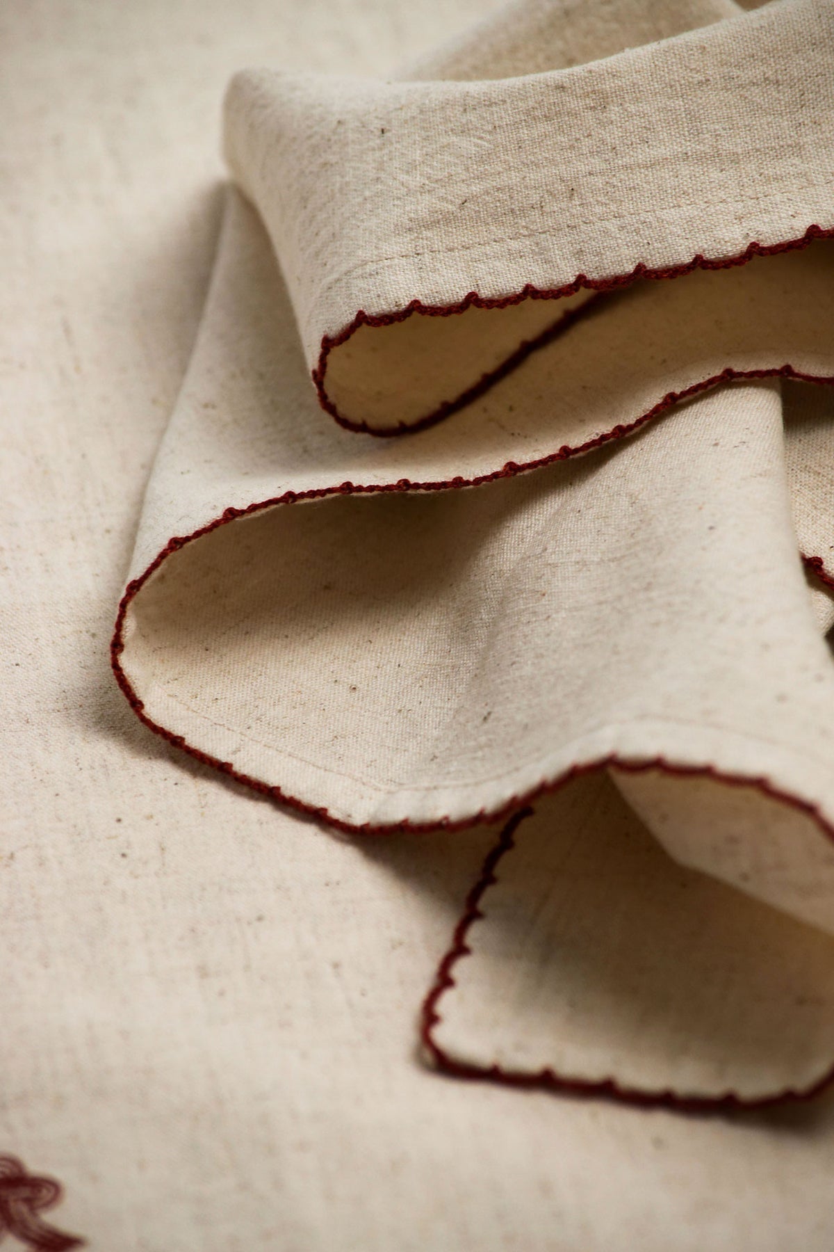 Quiet Kolam Embroidered Cotton linen Napkin Set of 4