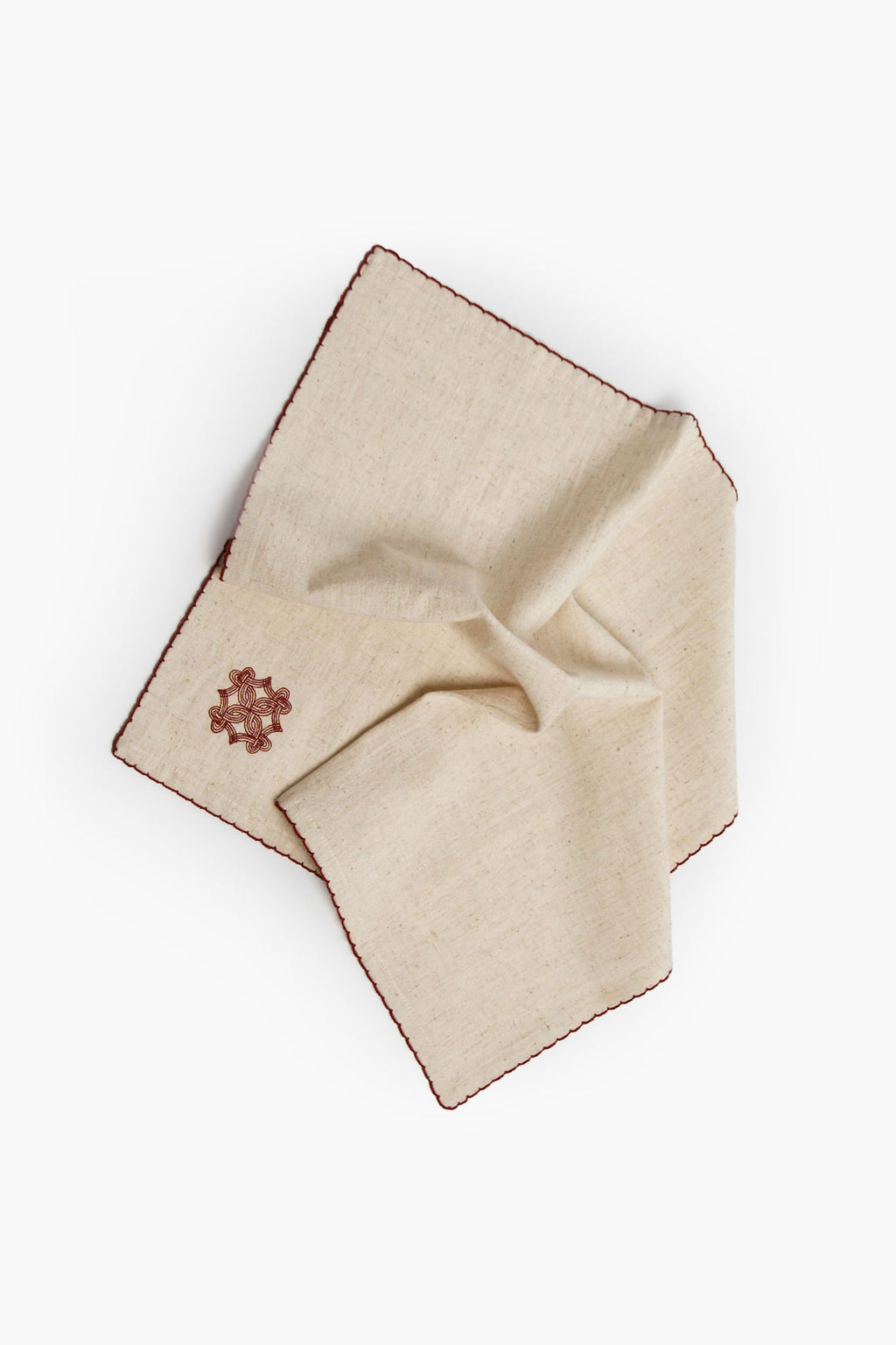 Quiet Kolam Embroidered Cotton linen Napkin Set of 4