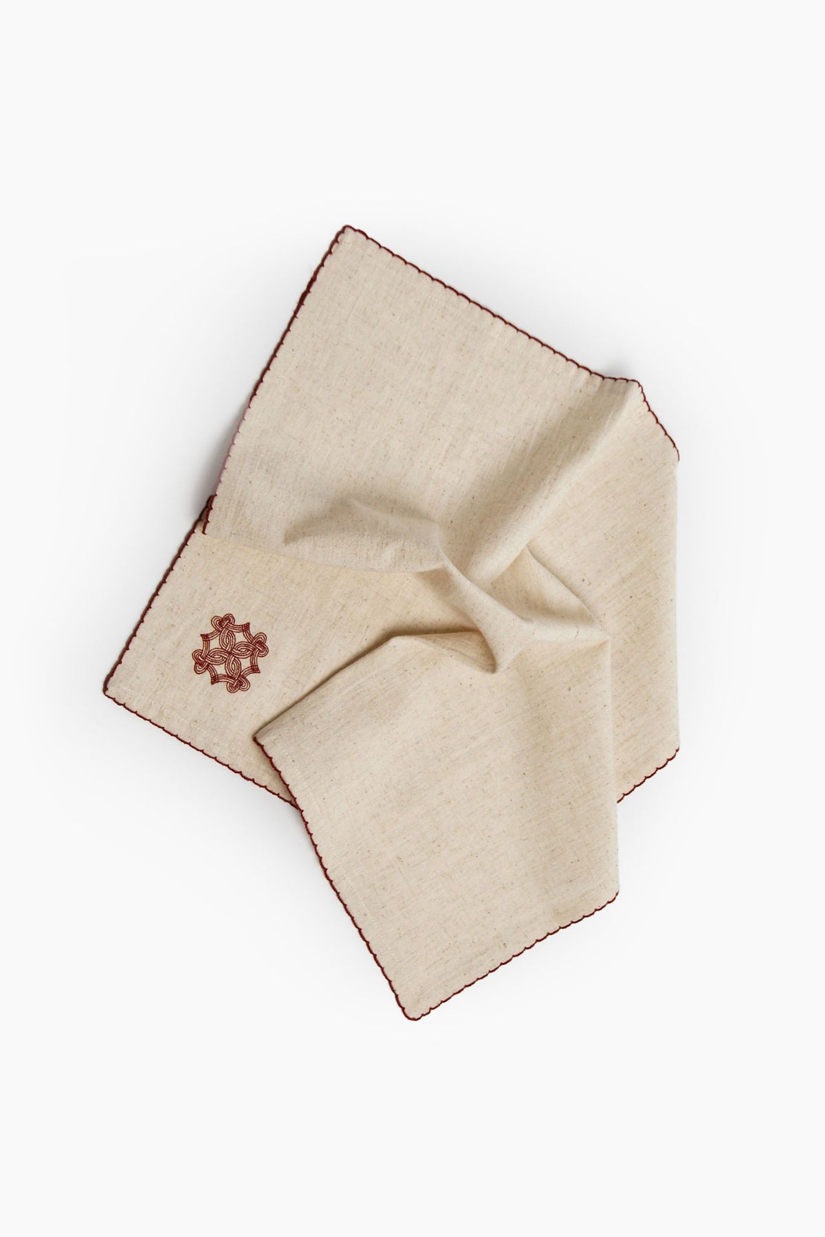 Quiet Kolam Embroidered Cotton linen Napkin Set of 4