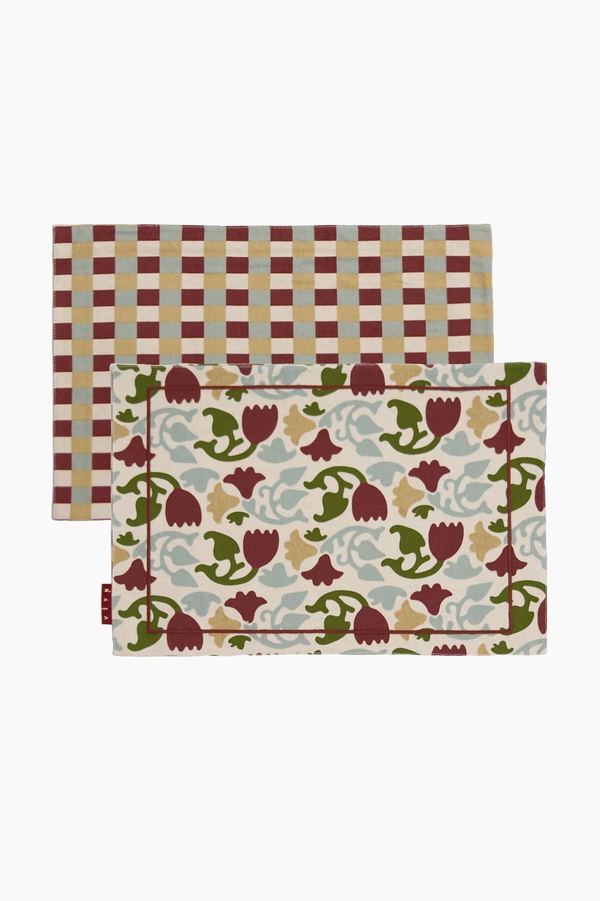 Athangudi Floral Printed Reversible Cotton-Jute Table Mats Set of 4