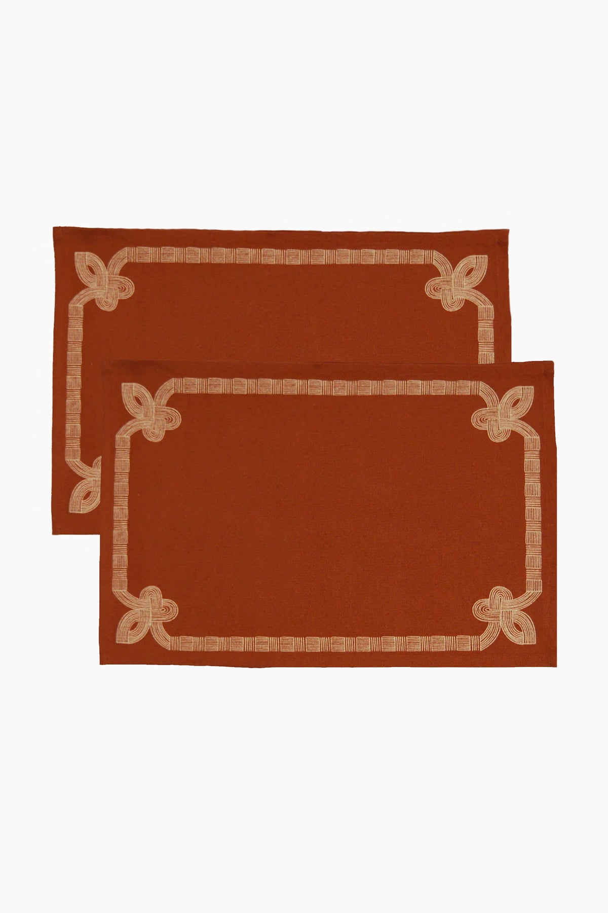 Kolam Border Printed Cotton Linen Table Mat Set of 4